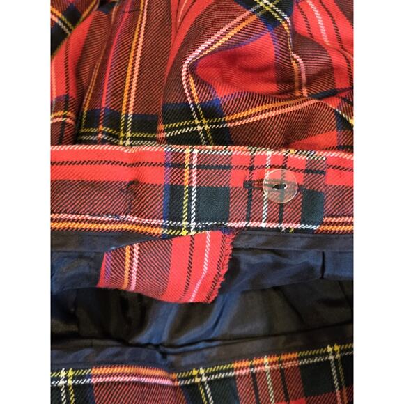 Lands’ End Red Plaid Tartan Pleated Wool Midi Skirt Made in Scotland Womens | 8 - Picture 9 of 10